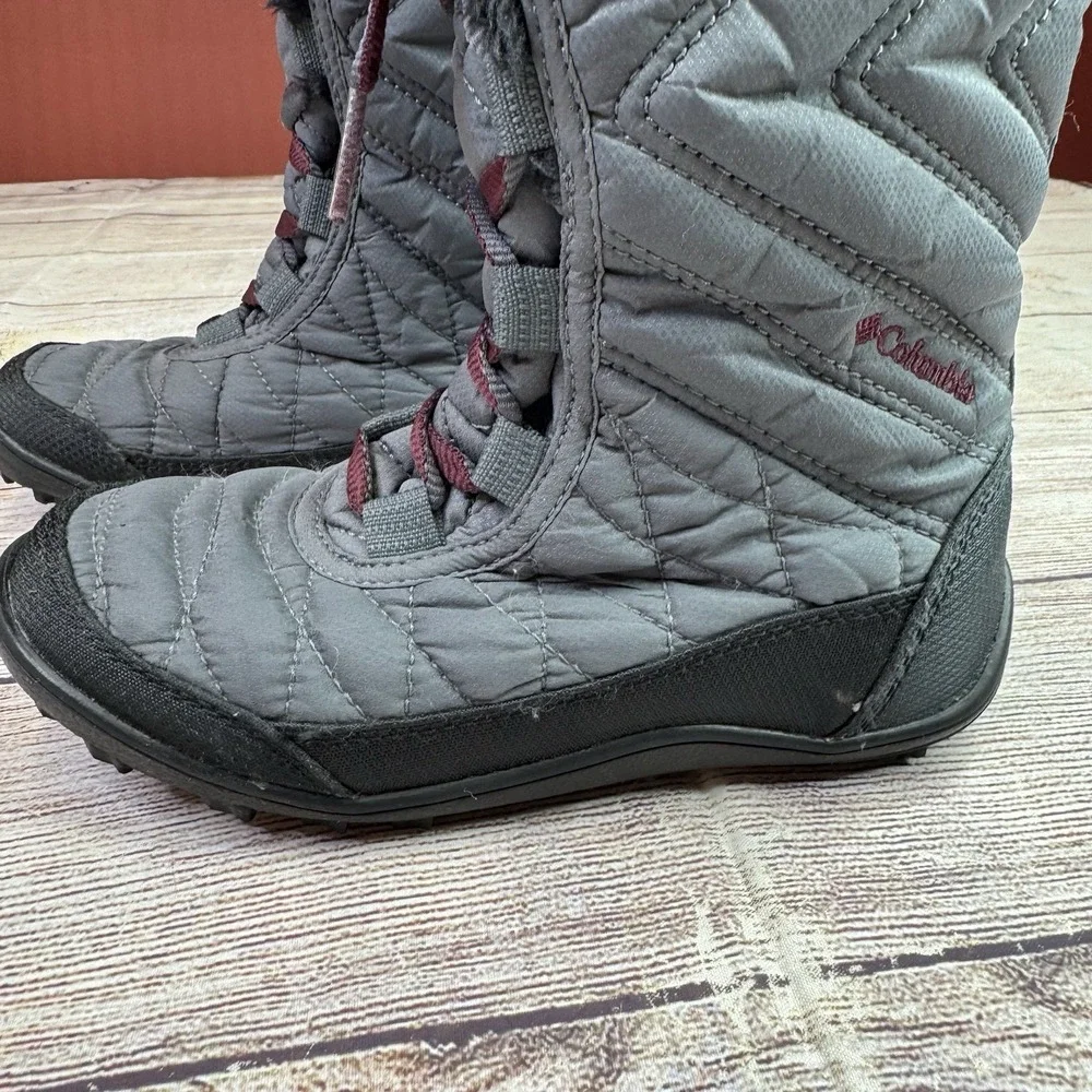 Columbia Youth Minx Mid III Snow Boots Gray Waterproof Insulated Girls Size US 1